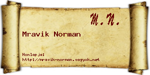 Mravik Norman névjegykártya
